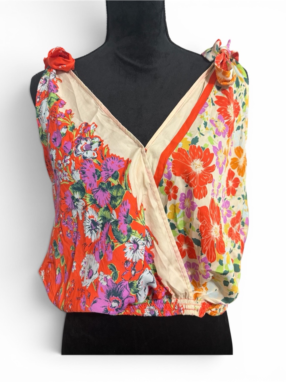 Free People Tied To You Floral Wrap Camisole Patchwork Floral Top